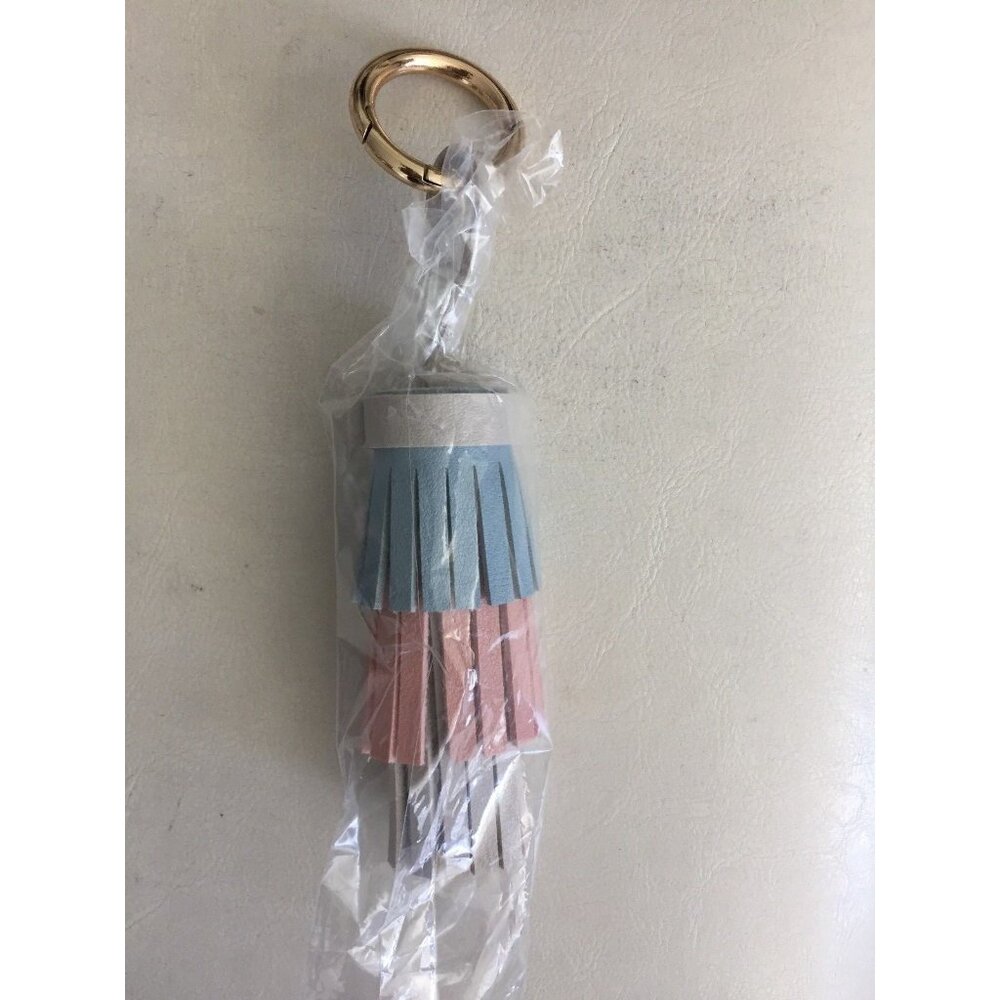HANDBAG CHARM / KEY CHAIN 3 COLOR BLUE PINK GREY GOLD FAUX LEATHER NEW
